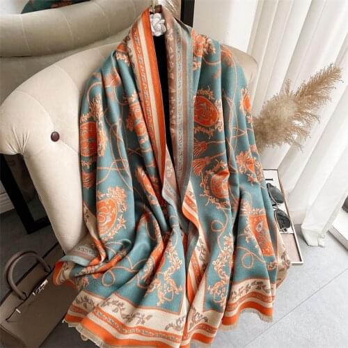 Scarf Winter Women Cashmere Pashmina Design Print Shawls Lady Wrap for Female Thick Warm Blanket Soft Bufanda Stoles 2021 New