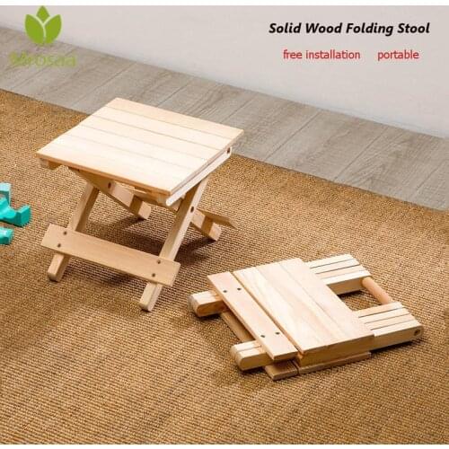 Folding Step Stool Portable Outdoor Wood Chair Seat Foldable Fishing Chair For Home Bathroom Kitchen Garden Camping Save Space