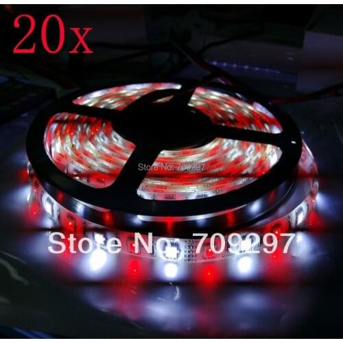 FREE DHL/FEDEX 100m/lot 5050 RGBW LED strip,5m 300LED DC12V IP65 waterproof LED strip light 60LEDs/ m 208896 + free shipping