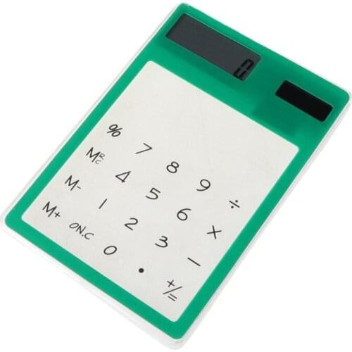 Ultra Slim Mini Transparent Solar Powered LCD Touh Screen Student Calculator