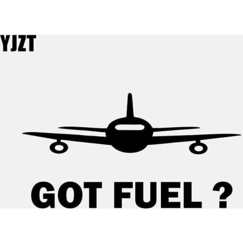 YJZT 13.5CM*7.2CM GOT FUEL? Airplane Car Sticker Vinyl Decals Black/Silver C3-0738
