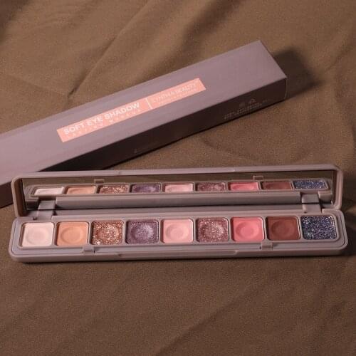 Earth Color Matte Pearlescent Water Color Makeup Glitter Makeup Lasting Fingertip Nine-Color Fairy Eyeshadow Palette