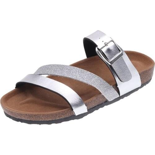 Womens Lane Cork Footbed Sandal 2021 Summer Slip On EVA Outsole Plus Size Basic Beach Wear Slides Casual Slippers