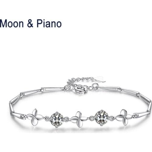 925 Sterling Silver Clover Strand Bracelet Four Leaf For Women Beautiful 2018 New Lucky Romantic Birthday Gift