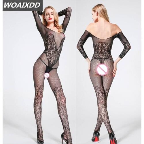 Plus Size Sexy Lingerie Women Hot Teddy Sex Costumes Elastic Open Crotch Underwear Hose Porno Kmino Sleepwear Body Stockings