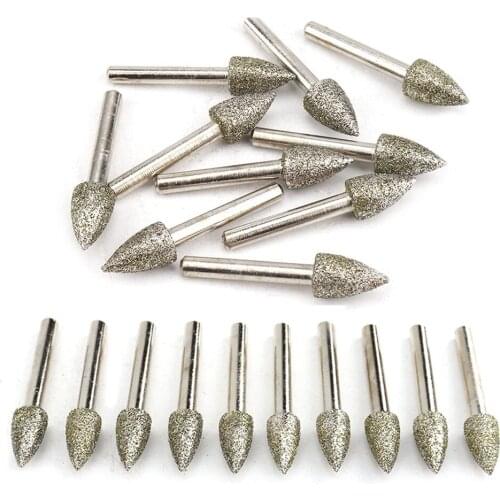 1Pc Dremel Accesories Electroplating Diamond Grinding Head 6mm Shank Polished Needle Jade Stone Carving Engraving Tool