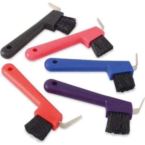 1pc Anti-Slip Soft Grip Hoof Pick Rubber With Brush Cleaning Tools Horse Grooming Tools Durable - Random Color