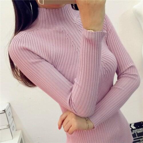 2018 Ladies half turtleneck sweaters in winter female long sleeved long sleeve head thickened slim female coat shirt