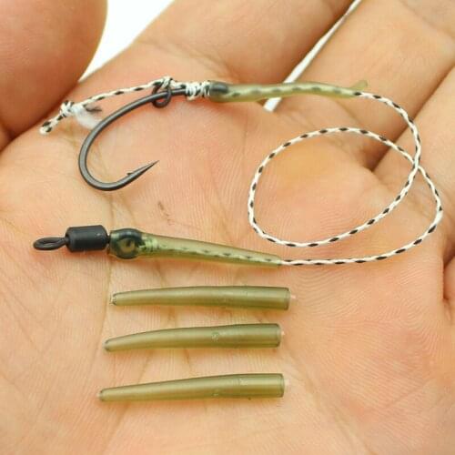 30PCS Carp Fishing Line Terminal Anti Tangle Sleeves Connect with Fishing Hook Sleeves Hair Rig Aligner Soft Carp Fishing Tackle