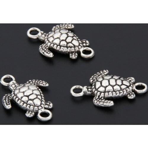 30pcs Silver Color Tortoise Turtle Charms Animal Connector Pendant Jewelry Making DIY Handmade Accessories Supplies A3399