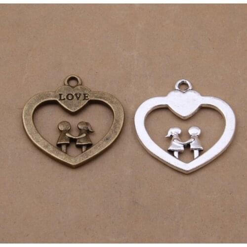 30pcs Vintage Heart-shaped Charms For Manual Making Bracelets/necklace/earrings/Bags/apparel/key Chain/ DIY Jewelry Accessories