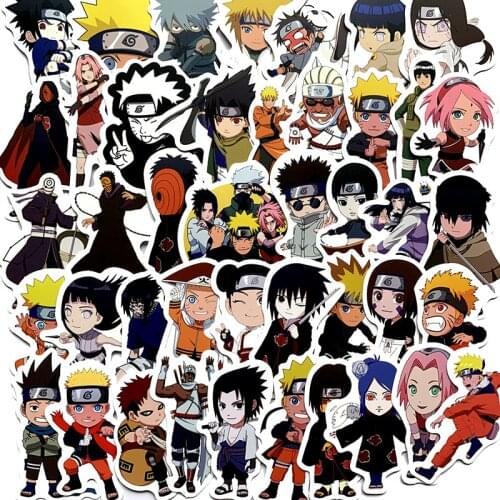 50Pcs/lot japan anime Naruto sasuke Cartoon For Snowboard Laptop Luggage Fridge Car- Styling Vinyl Decal Home Decor Stickers