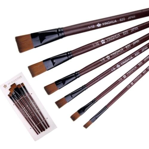 6pcs/set Professional Artist Paint Brush Set Nylon Hair Wood Black Handle Watercolor Acrylic Oil Brush Painting Art Supplies