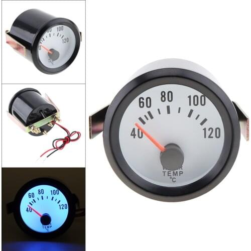 6034BL 2 Inch 52mm 12V Blue LED 40-120 Celsius Degree Water Temperature Temp Meter Gauge with Sensor for Cars Boat Truck ATV