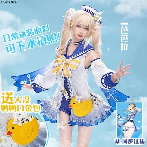 Anime! Genshin Impact Barbara Shining Concerto Swimsuit Lovely Jumpsuits Uniform Cosplay Costume Pool Party Swimwear Women NEW