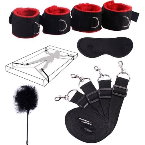 BDSM New Sex Toys for Couples Under Bed Bondage Restraint System Fetish Adult Games Set Wrists & Ankle Cuffs Sex Products Sexo