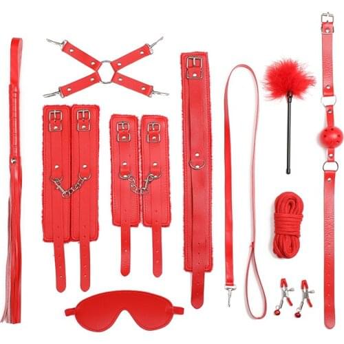BDSM Sex Games Sex Bondage Set Handcuffs Sexy Leather Whip Gag Nipple Clamps Sex Toys For Couples Women Exotic Accessories