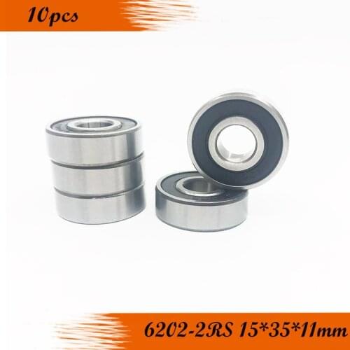 Free shipping 10pcs High quality 6202RS 6202-2RS ball bearing 15x35x11mm ABEC-5 deep groove ball bearing