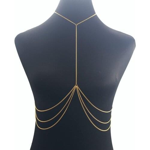 Bohemian Beach Sexy Chest Chain For Women Gold Color Multilayer Chest Chain Charm Bra Body Necklace Choker Jewelry