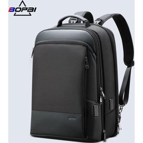 BOPAI Functional Two-in-One Casual Backpack Anti-Theft USB Men Business Trip Back Packs Detachable Flip 15.6 Inch Laptop Bag