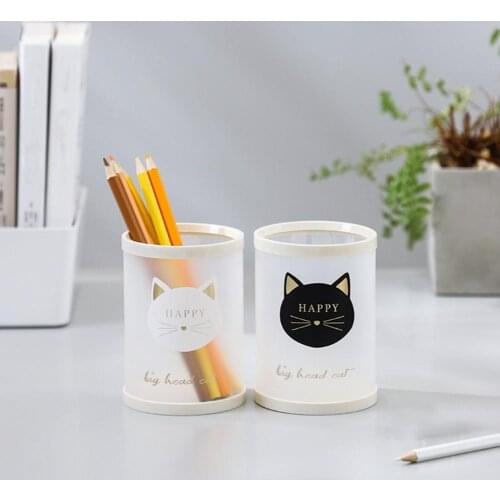 Pencil Holder Transparent Clutter-free PP Round Pen Pencil Holder for Office