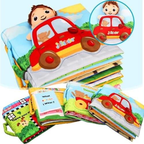 Baby My First Soft Cloth Books Cartoon Car Educational Early Develop Reading Story Doll Book Toy for Kid Quite Books 0-12 Month