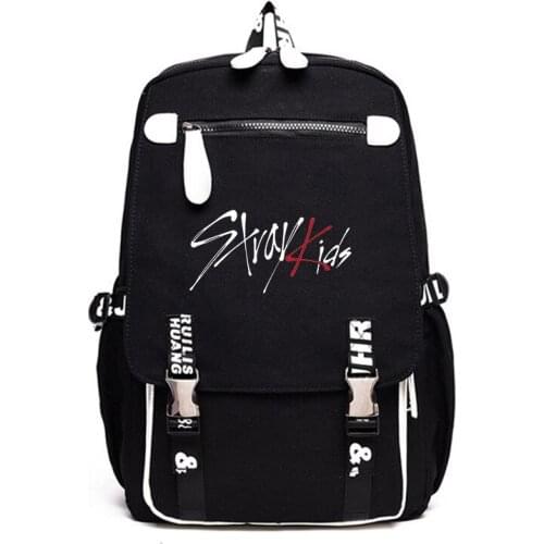 Kpop Stray Kids Black Backpack Outdoor Travel Bag schoolbag Leisure Fashion Kpop stray kids supplies Large capacity Canvas