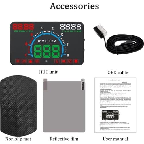 E350 5.8" Screen HUD Car Head Up Display Engine Fault Fuel Alarm Speedometer