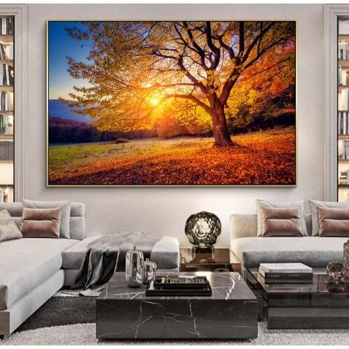 Natural Sunset Scenery Canvas Art Posters And Prints Modern Trees Canvas Paintings On the Wall Art Landscape Pictures Home Decor