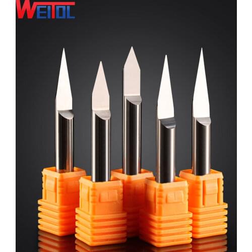 Weitol Metal engraving tool 5A 1 pcs/Lot 6mm V Shape F Bottom Carbide PCB Engraving Bits CNC Router Tool 10 degree 0.1mm
