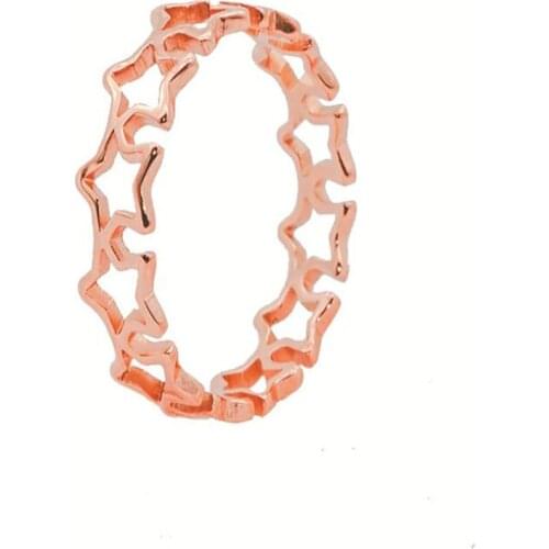 Stainless Steel Rose Gold Vintage Star Women Finger Rings Jewelry Gift For Him Size 4-10