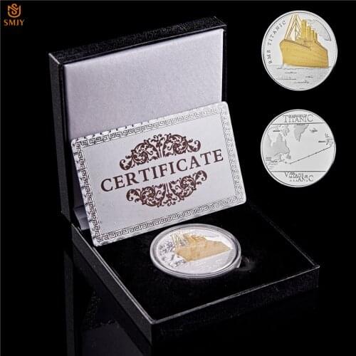 1912 Titanic RMS Anniversary Euro Gold Olympic Cruise Silver Plated Commemorative Coin Value W/Luxury Coin Box