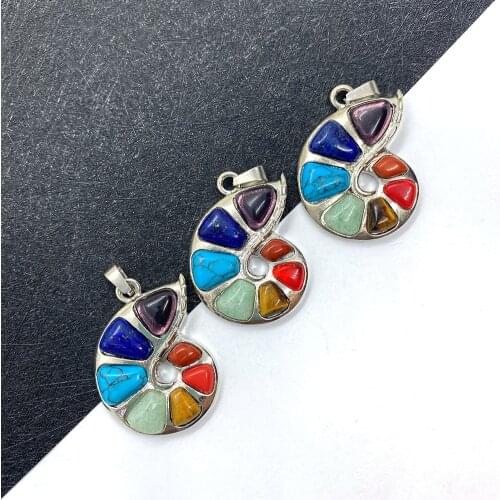 Natural Stone Snail Shape Semi-precious Stone Pendant for DIY Jewelry Making, Bracelet and Necklace Accessories, Size 28x38mm