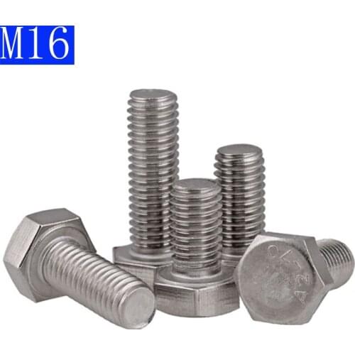 M16 - 2 (16mm) 304 Stainless Steel Metric Full Thread Hexagon Head Bolts Screws A2 - 70 DIN 933