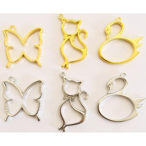 10Pcs/lot Metal Butterfly Bezel Hollow Pressed Flower Frame DIY Necklace Pendant UV Resin Epoxy Resin Tools Jewelry Accessories