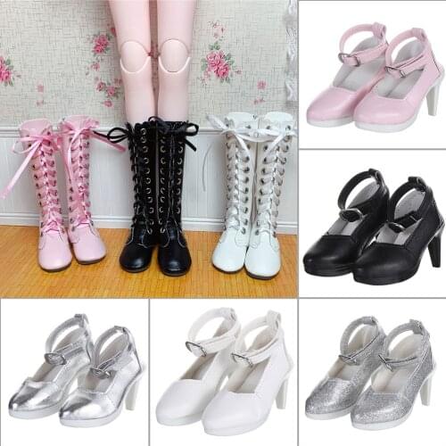 7.8CM Fashion Doll Shoes Multicolor PU Leather Doll Wearing High Heel Boots for 60cm Doll Play House Accessories Girls Gift