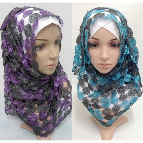 Fashion Womens Accessories Headwear Ladies Color Matching Headscarves Islamic Hijab Dubai Round Decoration Scarf Casual Simple