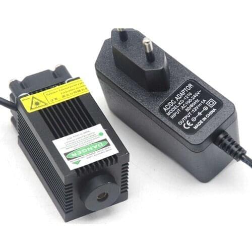 Powerful 300mW 405nm Violet Blue Laser Diode Module Dot Lights w/ 12V Adapter 33x55mm