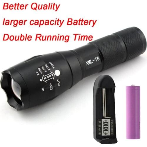 Factory wholesale price Powerful LED Flashlight XML T6 torch with AAA battery adapter