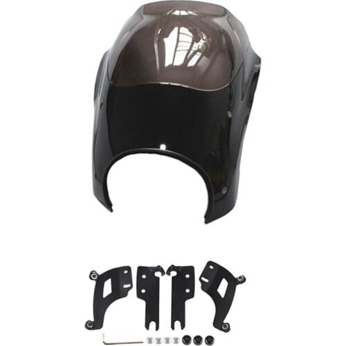 Motorcycle Bullet Headlight Fairing Windshield w/ Bracket Mounting Kit For Harley Road King FLHR
