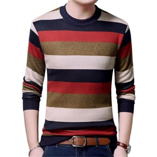 2019 New Fashion Brand Sweater Mens Pullover Striped Slim Fit Jumpers Patchwork Knitred Woolen Autumn Korean Casual Men Clothes