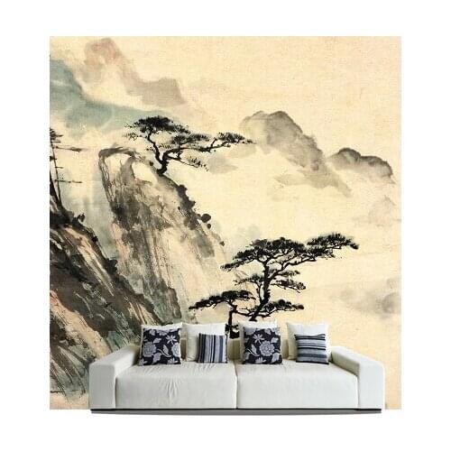 Custom de parede para Sala Bonsai, Trees Papel Chinese style murals for bedroom living room TV wall waterproof wallpaper vinyl