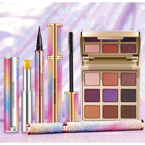 New Bright Star mixed makeup set,Fashion cosmetics kit,Magic Eyeshadow,Waterproof Mascara, Lipstick,Natural Soft Smooth Eyelash