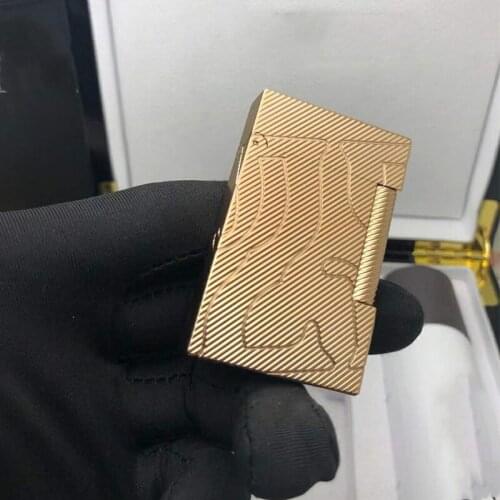 100% new vintage dupont gas lighter gas cigarette lighter polished jet gasoline flint lighter metal gas lighter