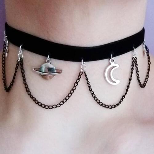 Space charm choker - grunge choker - planet choker - pastel goth - kawaii - pastel grunge