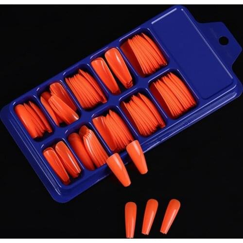 100Pcs/Set Solid Color Ballet Fake Nails Full Cover Detachable Easy to Use Manicure Accessories False Nail for Party