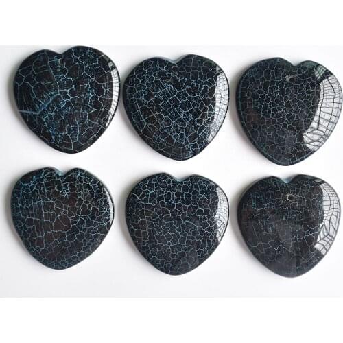 Wholesale 6pcs/lot 2020 new Fashion high quality natural onyx heart shape pendants 36mm for jewelry making free shipping
