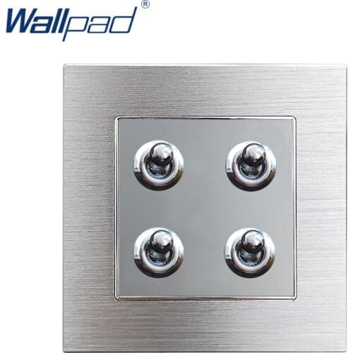 Hot Sale 4 Gang 1 Way Toggle Switches Wallpad Luxury Wall Light Switch Grey Aluminum Alloy Panel Interrupteur
