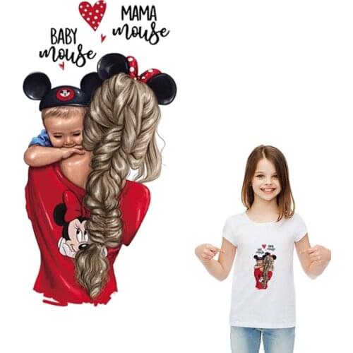 Popular Clothes Stickers Mama And Baby Heat Transfer Print On T-Shirt DIY Accessory Clothes Washable Parches Para La Ropa