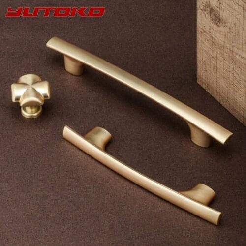 YUTOKO Golded Drawer Cabinet Handle Zinc Alloy Straight Handle Drawer Knob Decorative Kitchen Cupboard Pulls Furniture Hardware